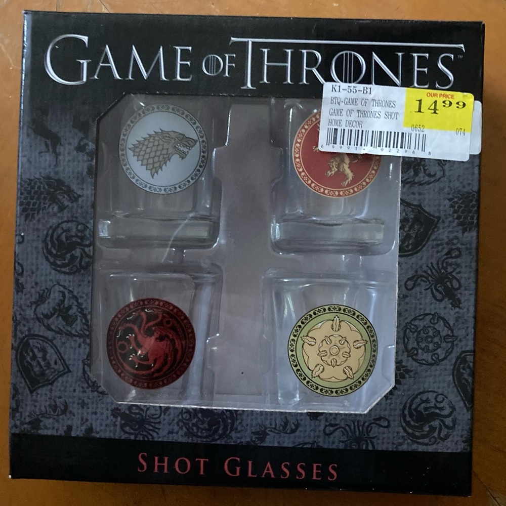 New GAME OF THRONES TV Shot Glasses Got Stark Lannister Tyrell Targaryen Boxed